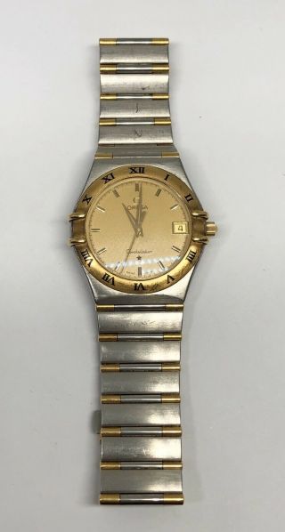 Vintage Omega Constellation Stainless Steel & 18k Gold Mens Watch Running