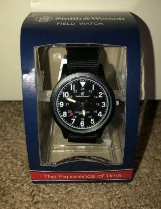 Smith & Wesson Black Canvas Tactical Military Case 30m Water Resistant Watch
