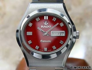 Rado Conway Swiss Made Vintage Automatic Ss Mens 38mm Rare 1970 Watch N2