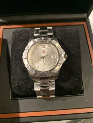 Tag Heuer Waf1112.  Ba0801 Silver Gray Aquaracer Watch Mens 300m Crystal Ss