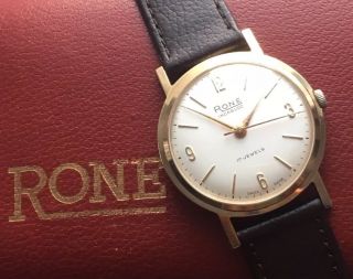 Vintage Rone Gents 9ct 9 Carat.  375 Solid Gold Wristwatch