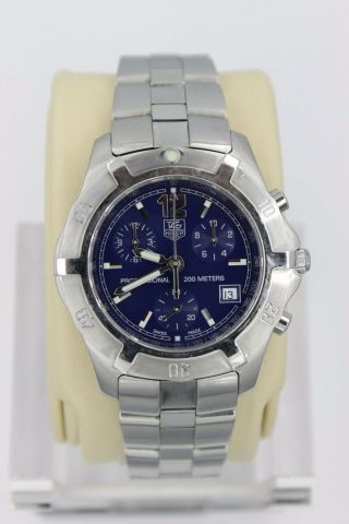 Tag Heuer Cn1112.  Ba0337 Professional Blue Chronograph Watch Mens Crystal