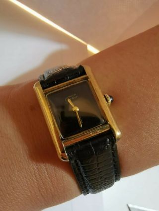 Must De Cartier Vermeil Gold On Solid Silver Ladies Watch