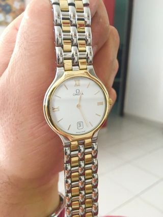 Omega Deville Vintage Quartz Watch In Solid Gold And S/s.  Authentic.