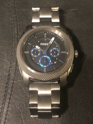 Fossil Fs4931 Men’s Watch Chronograph Black Dial 45mm Analog Mineral Date Y50