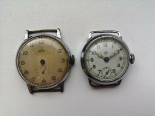 Set Of 2 Old Watch Thiel Ww2? Military For Parts/repair