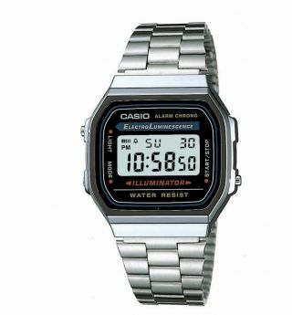 Classic Casio Retro Unisex Digital Steel Bracelet Silver Watch - A168wa - 1yes