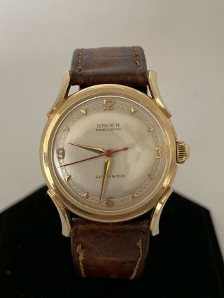 Mens Vintage Gruen Precision 14k Solid Gold Automatic Watch 15 Grams Of Gold