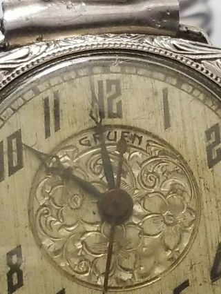 Antique Gruen Guild Hand Winding Wristwatch Watch Silver 2