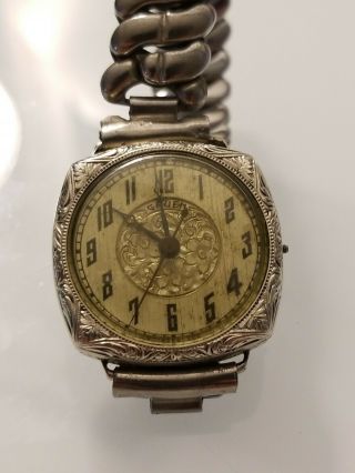Antique Gruen Guild Hand Winding Wristwatch Watch Silver 3