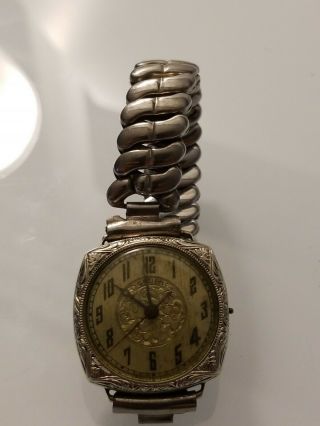Antique Gruen Guild Hand Winding Wristwatch Watch Silver 4
