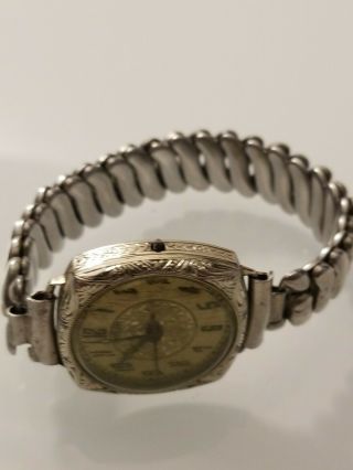 Antique Gruen Guild Hand Winding Wristwatch Watch Silver 5