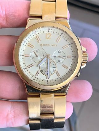 Michael Kors Jet Set Chronograph Mk - 8278 Gold Tone Watch Oversized