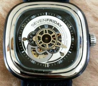 Seven Friday P1/01 P - Series St Steel & Pvd Automatic 47.  6mm Mens Watch Very Good