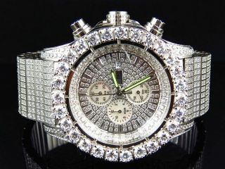 Iced Stainless Steel Simulated Diamond Watch White Gold Finish 48mm Br - 02