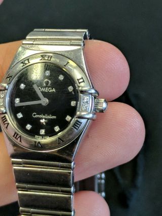 Omega Constellation My Choice Ladies Watch Black Face Diamonds Stainless 5