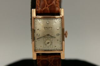 Gruen Curvex Precision 14k Rose Gold Watch 1940 