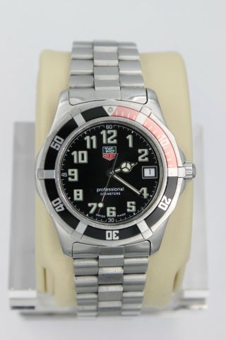 Tag Heuer 2000 Professional Ss Watch Mens Wm1112 Sport Black Red Coke Dial