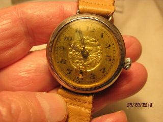 1914 WW 1 trench watch as found/complete/not running/wire lugs/sterling case/ 3