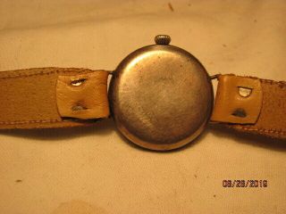 1914 WW 1 trench watch as found/complete/not running/wire lugs/sterling case/ 4