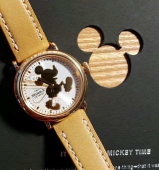 Shinola Runwell Watch With 36mm Mickey Mouse Face & Tan Leather Band