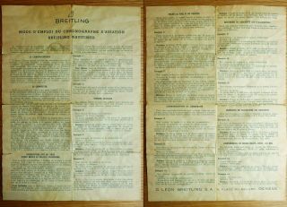 1952 - 54 1st Issue Breitling Navitimer 806 Instruction Paper 1st Ever.  Ultra Rare