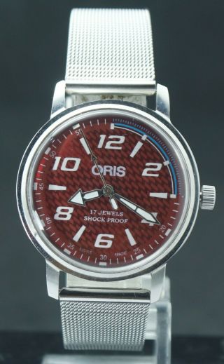 Luxury Oris Red Racer Dial 17 Jewels Fhf St - 96 Hand Winding Men 