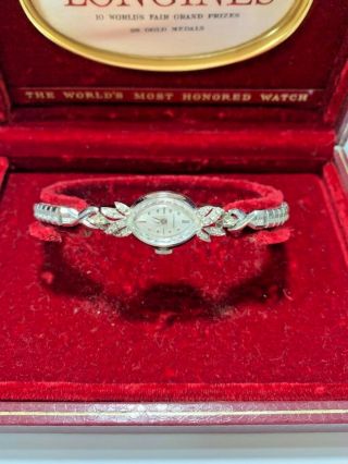 You’re perfect vintage women’s longines watch,  14K,  14 diamonds white gold 670A 5