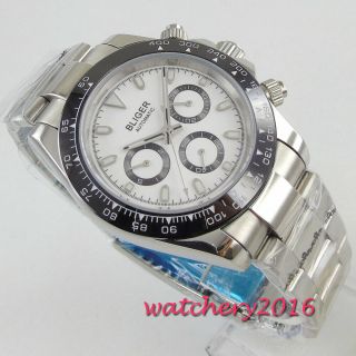 39mm bliger White dial Ceramic Bezel glass solid 316L case automatic mens watch 2