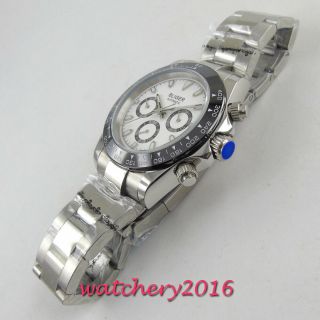 39mm bliger White dial Ceramic Bezel glass solid 316L case automatic mens watch 5