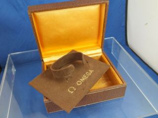 1970s Vintage Omega Gents Watch Box.  Very Rare Wood Interior