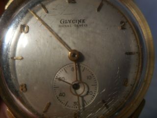 Vintage Men ' s 18K Gold Glycine Bienne - Geneve 35439 Watch keeps time missing knob 7