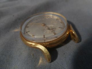 Vintage Men ' s 18K Gold Glycine Bienne - Geneve 35439 Watch keeps time missing knob 9
