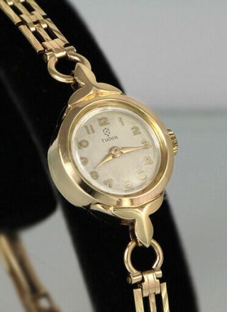 9k Solid Gold Rolex Tudor Ladies Watch,  9k Solid Gold Bracelet,  15 Rubies.  (121)