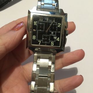 Titan Swiss Made Chronograph Mens Quartz Watch With Date Rare ETA Movt 23 Jewels 5