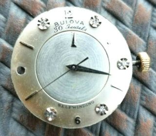 Vintage Bulova Automatic 30 Jewels Mystery Dial Movement Running
