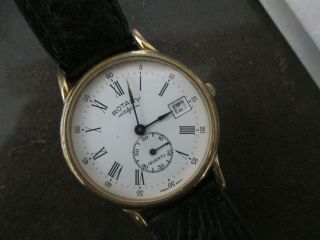Rotary Vintage Quartz Gents Wrist Watch,  With Date And Second Hand Dial
