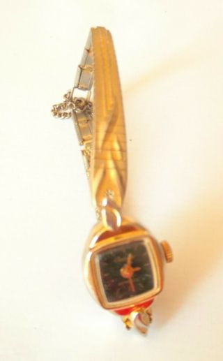 Ladies Vintage Cavelier Black Mechanical Gold Dress Watch,