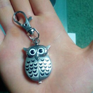 Owl Mini Metal Key Ring Owl Double Open Quartz Watch Keychain For Kids Gift