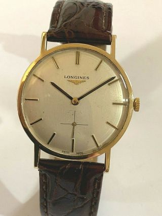 Vintage 9ct Gold Longines Mechanical Wrist Watch Complete With Box
