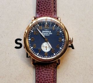 Shinola The Runwell Watch With 41mm Navy Blue Face With Rose Gold Bezel