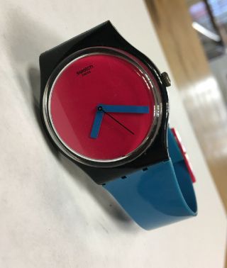 Vintage Swatch Ip 26 Men’s Quartz Watch Running Blue Pink Black