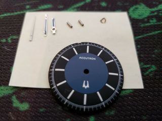 Unusual Accutron Blue Black And White Dial For 214 Watch,  Hands