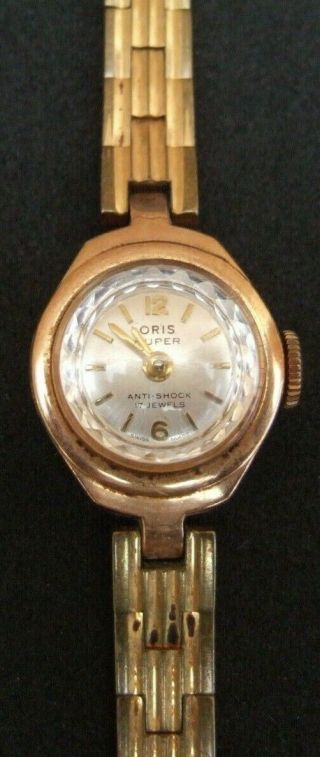 Oris Lunette Plaque G 10 Microns Fond Acier Inox 17 Jewell Vintage Watch
