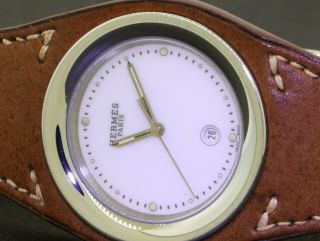Hermes Paris Harnais HA1.  710 high fashion SS quartz unisex watch w/ date 2