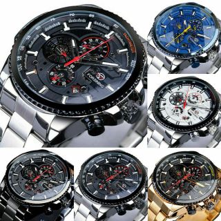 Forsining Automatic Watch Mechanical Waterproof Round Dial Stainless Steel Strap