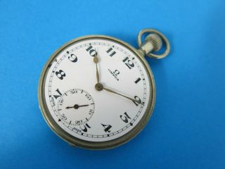 Omega 1920s Vintage Mens Nickel Cased Open Face Pocket Watch Cal 40,  6l.  T.  1