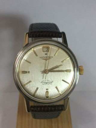 Vintage Longines Conquest Automatic Cal 291 - 9026 Gold And Steel Watch Mens