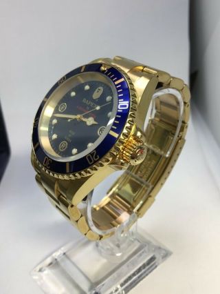 2011 Bapex By A Bathing Ape Salu Marina Automatic Wristwatch Gold X Blue Rare