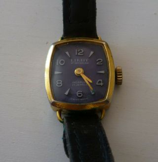 Vintage Limit Ladies Mechanical Watch With Purple Face -